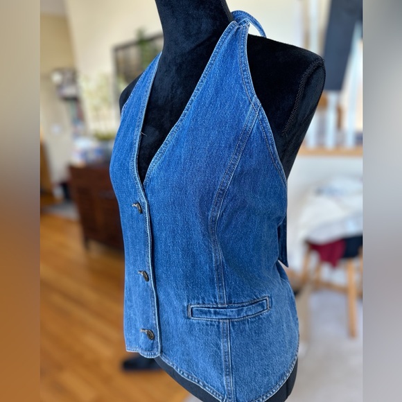 Wild Fable Blue Denim Halter Vest adjustable size M-L - Picture 2 of 10